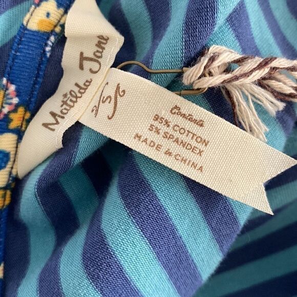 NWT Matilda Jane Walkabout Blue Striped Short Sleeve Flare Dress A Line S Nautic - Picture 11 of 11